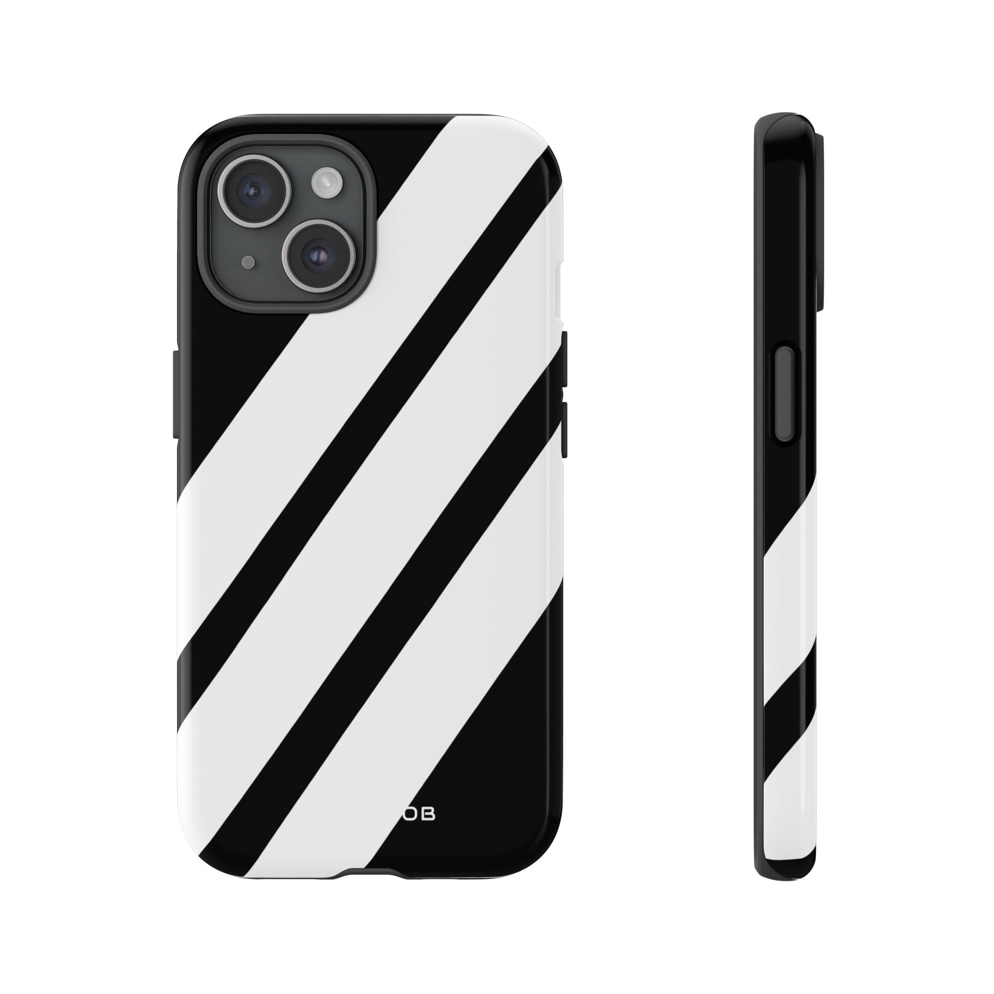 Diagonal Bands Noir iPhone 15 Case - Tough