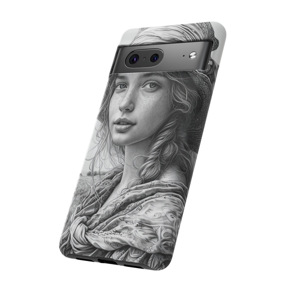 Serene Sketch Portrait | Protective Phone Case for Google Pixel