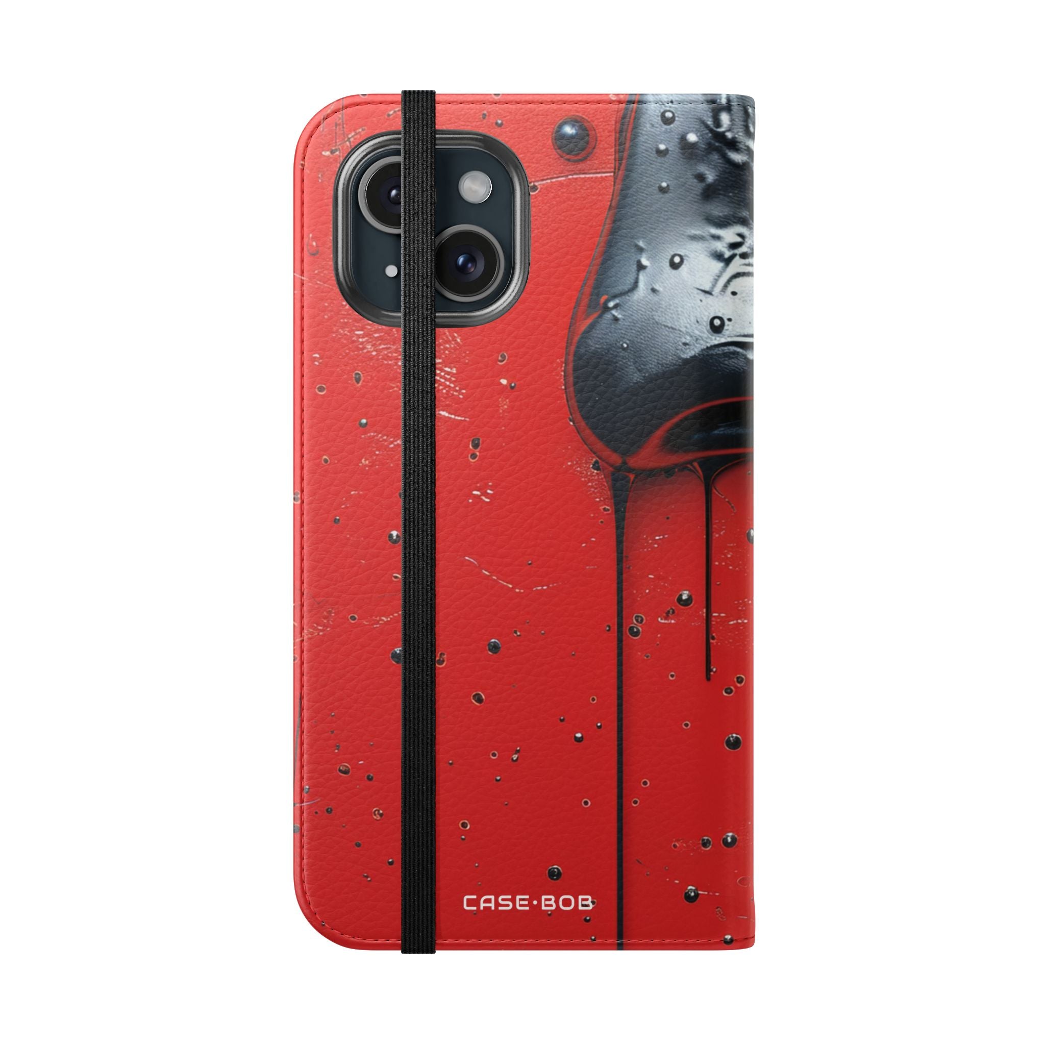 Kiiltävä musta kasvot - iPhone 15 -kotelo - lompakko