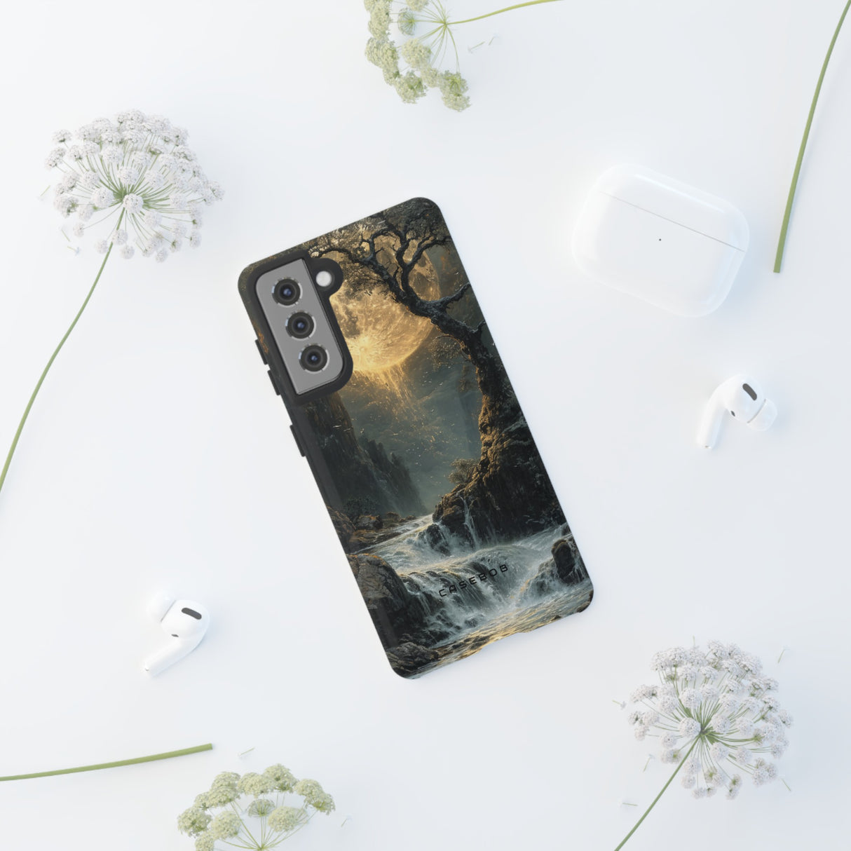 Moonlit Waterfall Silence - Protective Phone Case