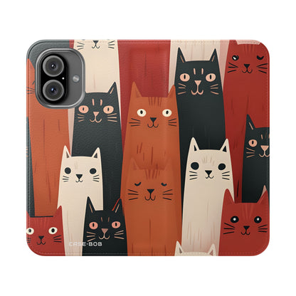 Cat Columns Orange - iPhone 16  Case - Wallet