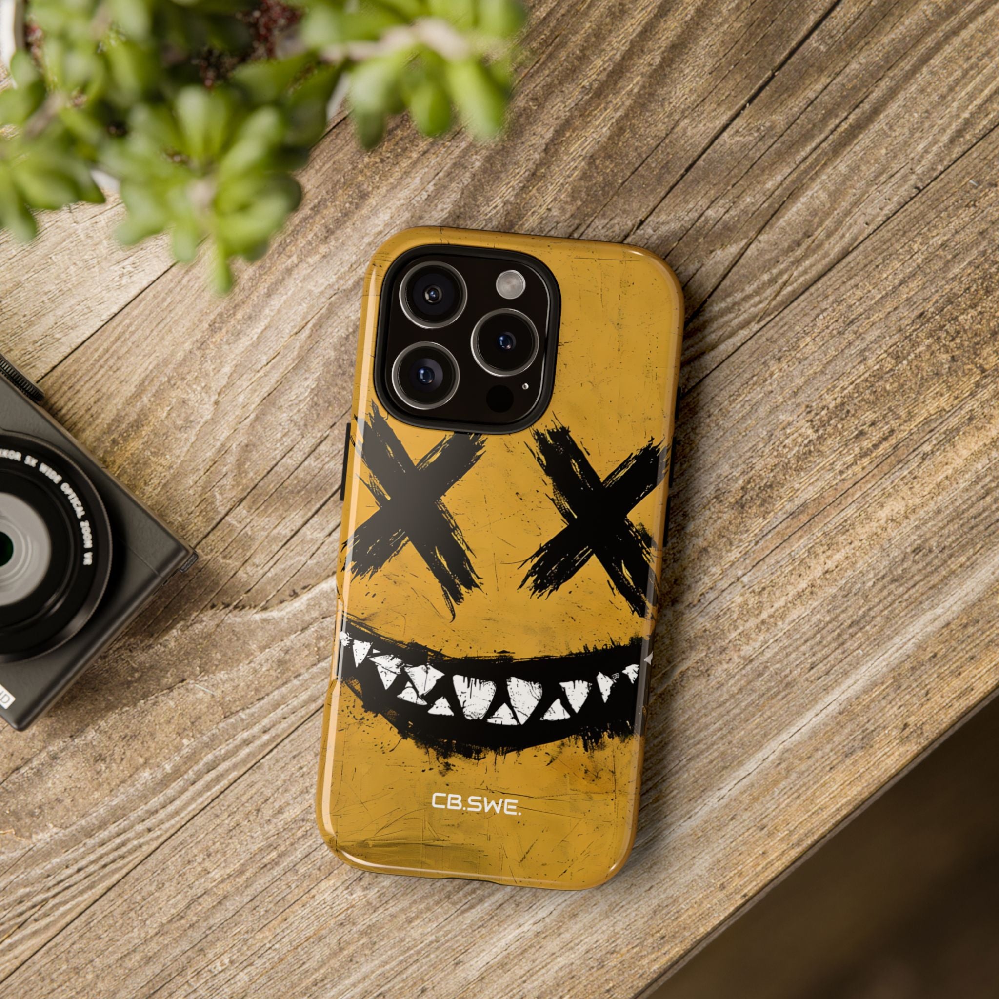 Sinister Smiling Face Grunge Illustration iPhone 16 - Tough