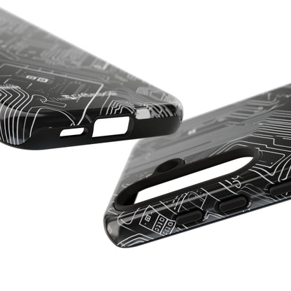 Circuitry Dreams: Abstract Black Design - For Samsung S24