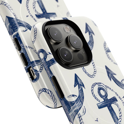 Navy Anchor Tapestry iPhone 14 - Tough+