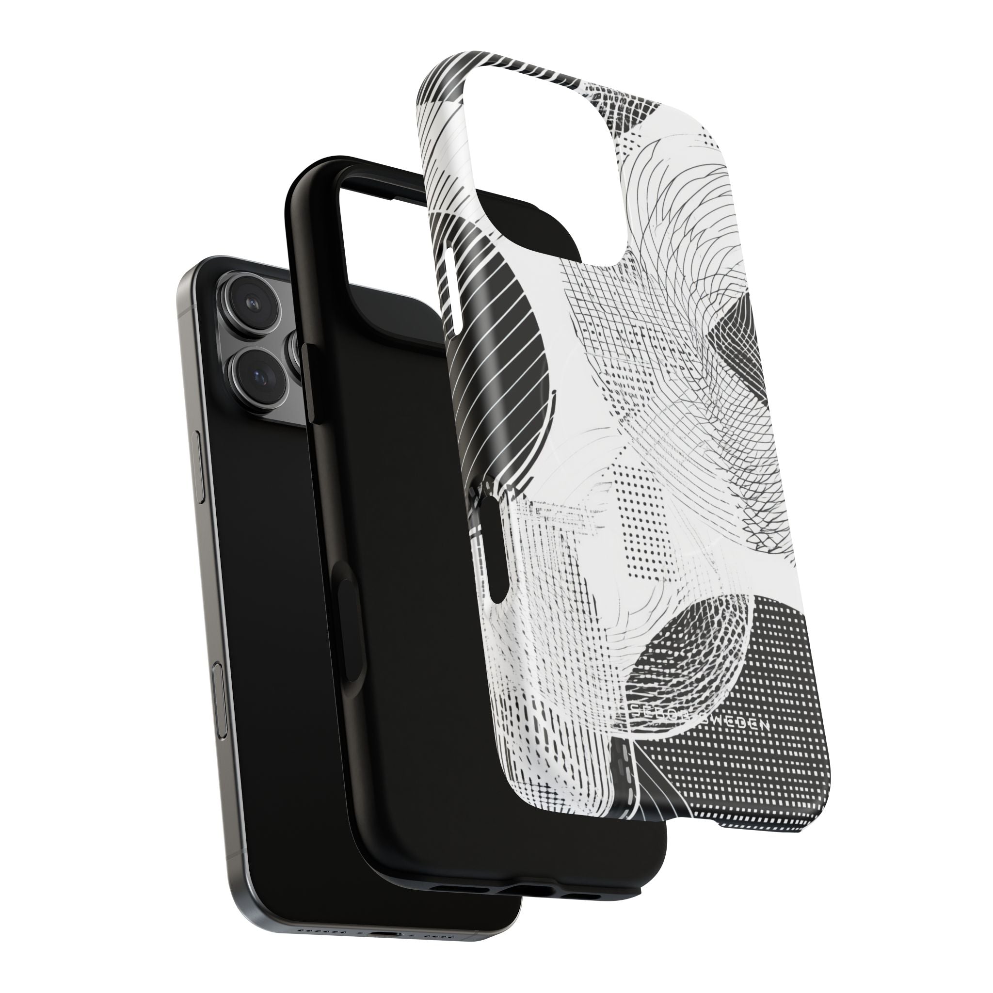 Geometric Monochrome Flow iPhone 16  Tough+ Phone Case