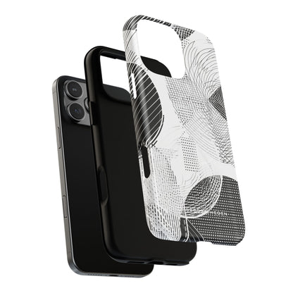 Geometric Monochrome Flow iPhone 16 | Tough+ Phone Case