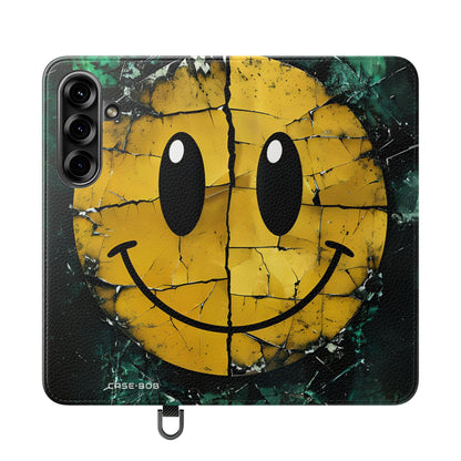 Cracked Smiley - Samsung S25 Case - Lompakkokotelo