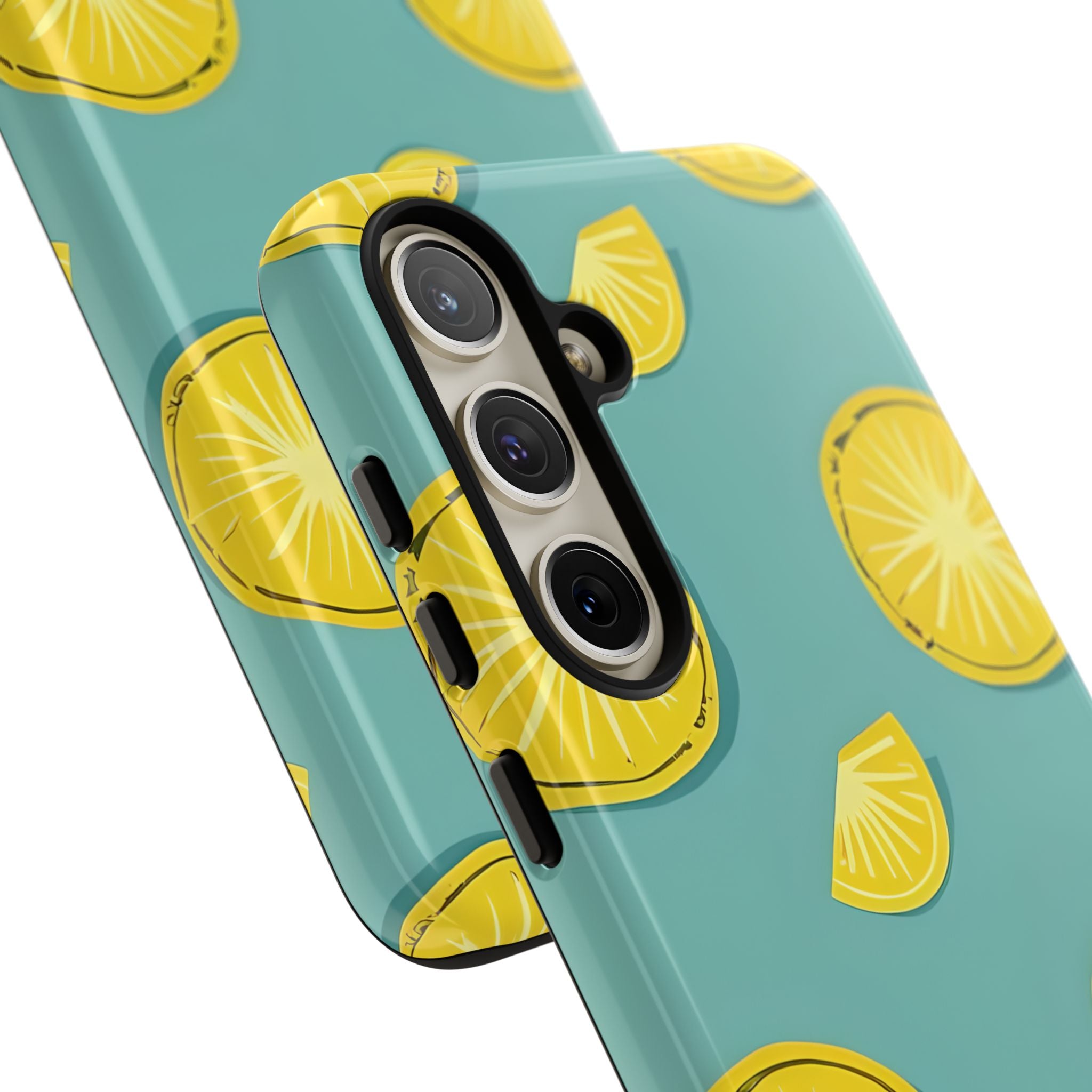 Bright Yellow Pineapple Slice on Teal Samsung S24 - Tough