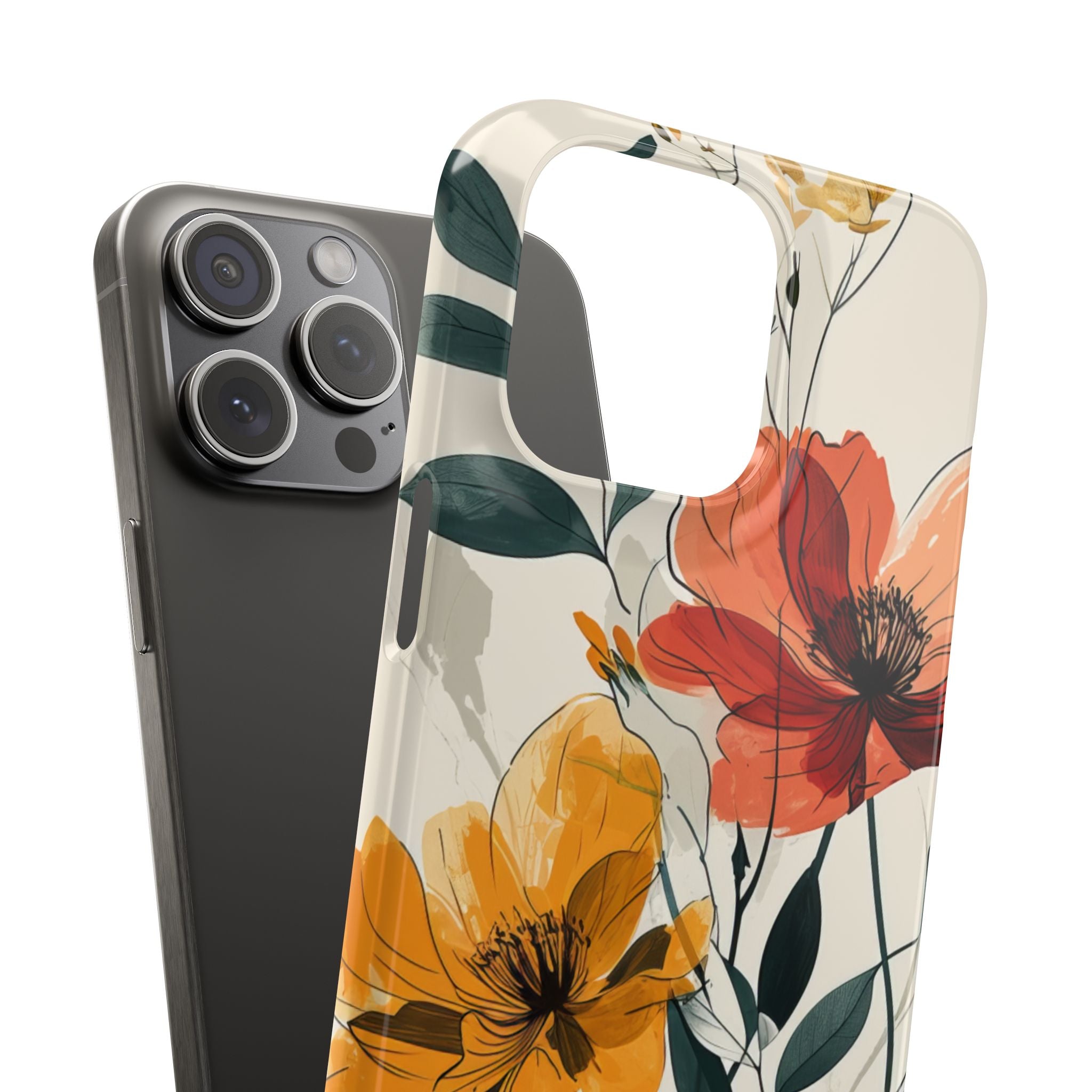 Elegant Floral Harmony iPhone 15 - Slim Phone Case