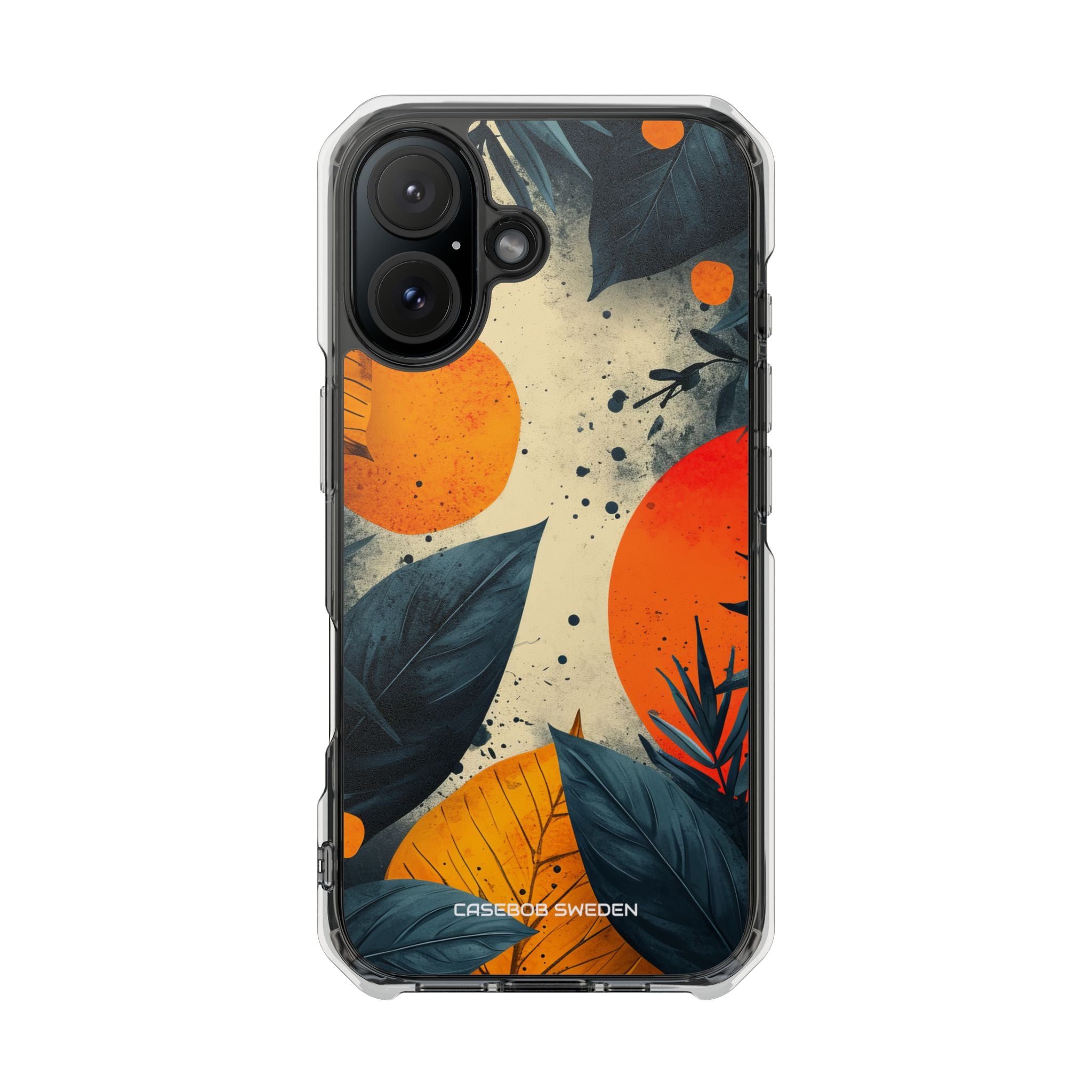 Tropical Blue Leaves - Clear Impact iPhone 16 Phone Case