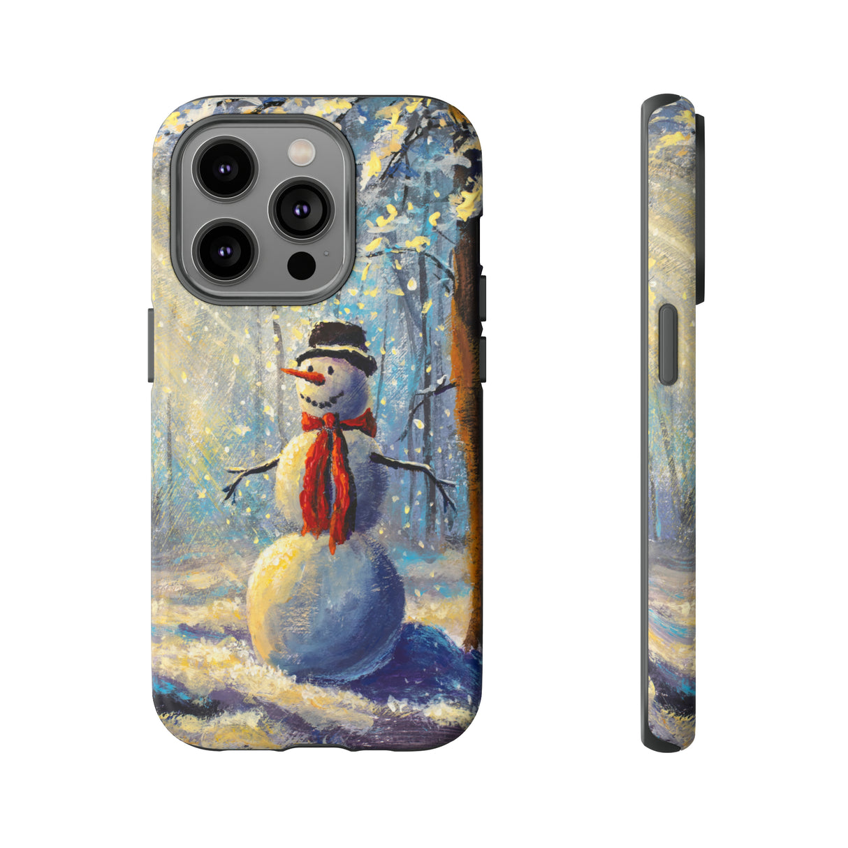 Oil painting - Happy Snowman - Protective Phone Case