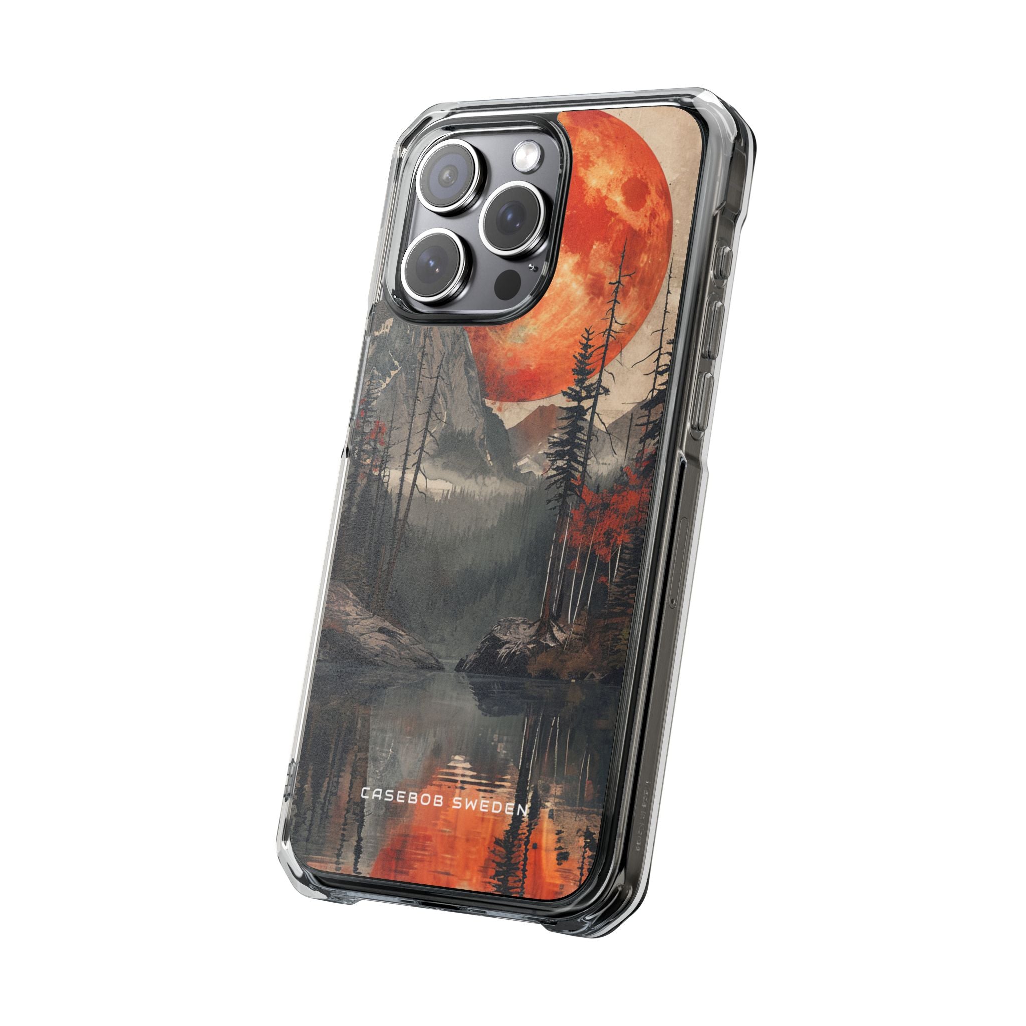 Celestial Glow Over Reflective Landscape iPhone 15 - Clear Impact Phone Case