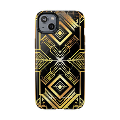 Golden Geometric Opulence iPhone 14 | Tough+ Phone Case