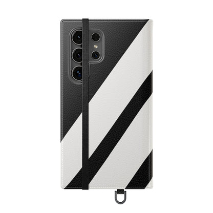 Diagonal Stripes BlackWhite - Samsung S24 Ultra Case - Wallet