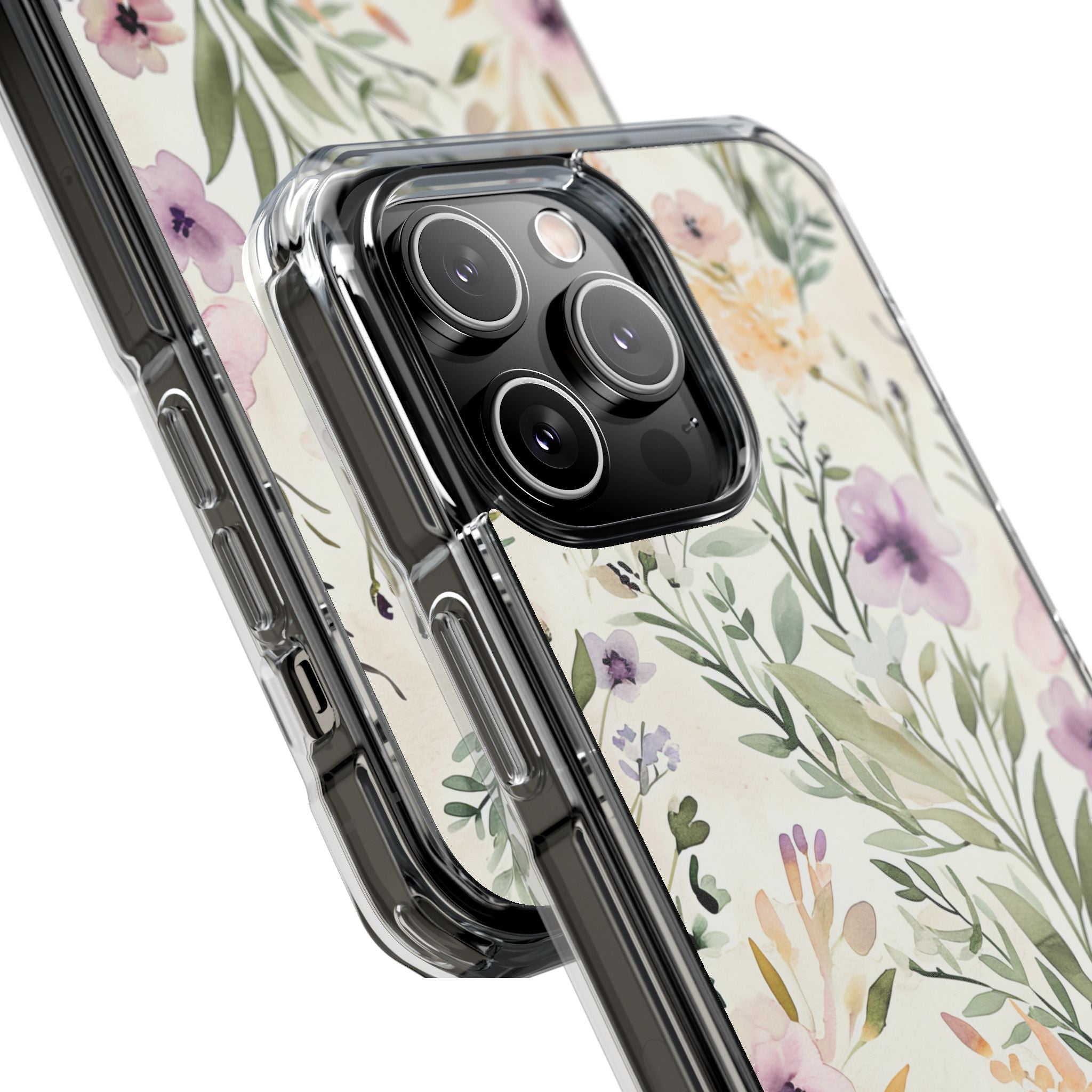 Soft Green Lavender Floral Pattern - Clear Impact iPhone 14 Phone Case