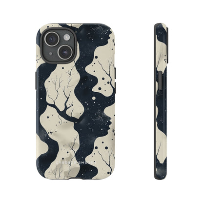 Organic Fluid Silhouettes with Cosmic Depth iPhone 15 - Tough Phone Case