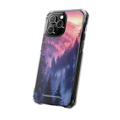 Misty Forest Serenity - Clear Impact iPhone 14 Phone Case