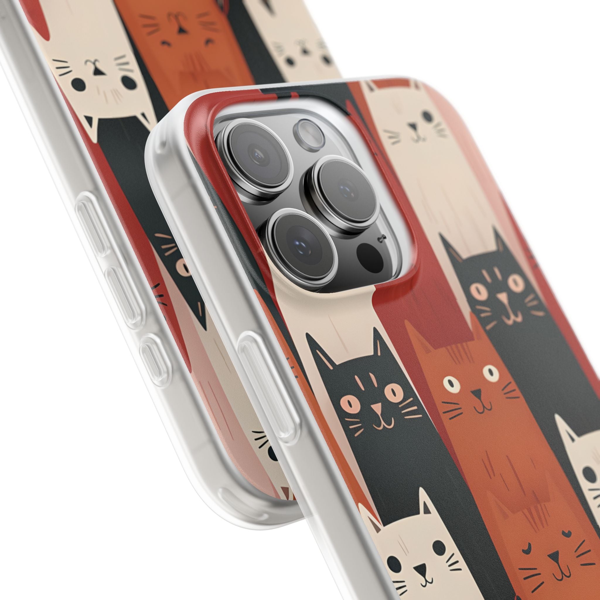 Elongated Cats Black iPhone 16 Pro Max Case - Soft