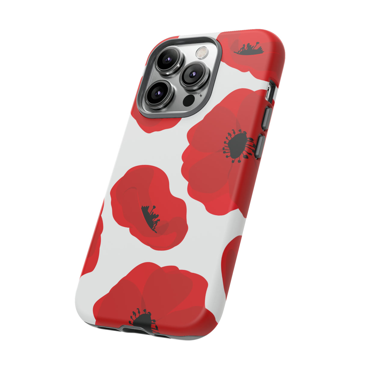 Red poppies on white iPhone case (Protective) - Protective Phone Case