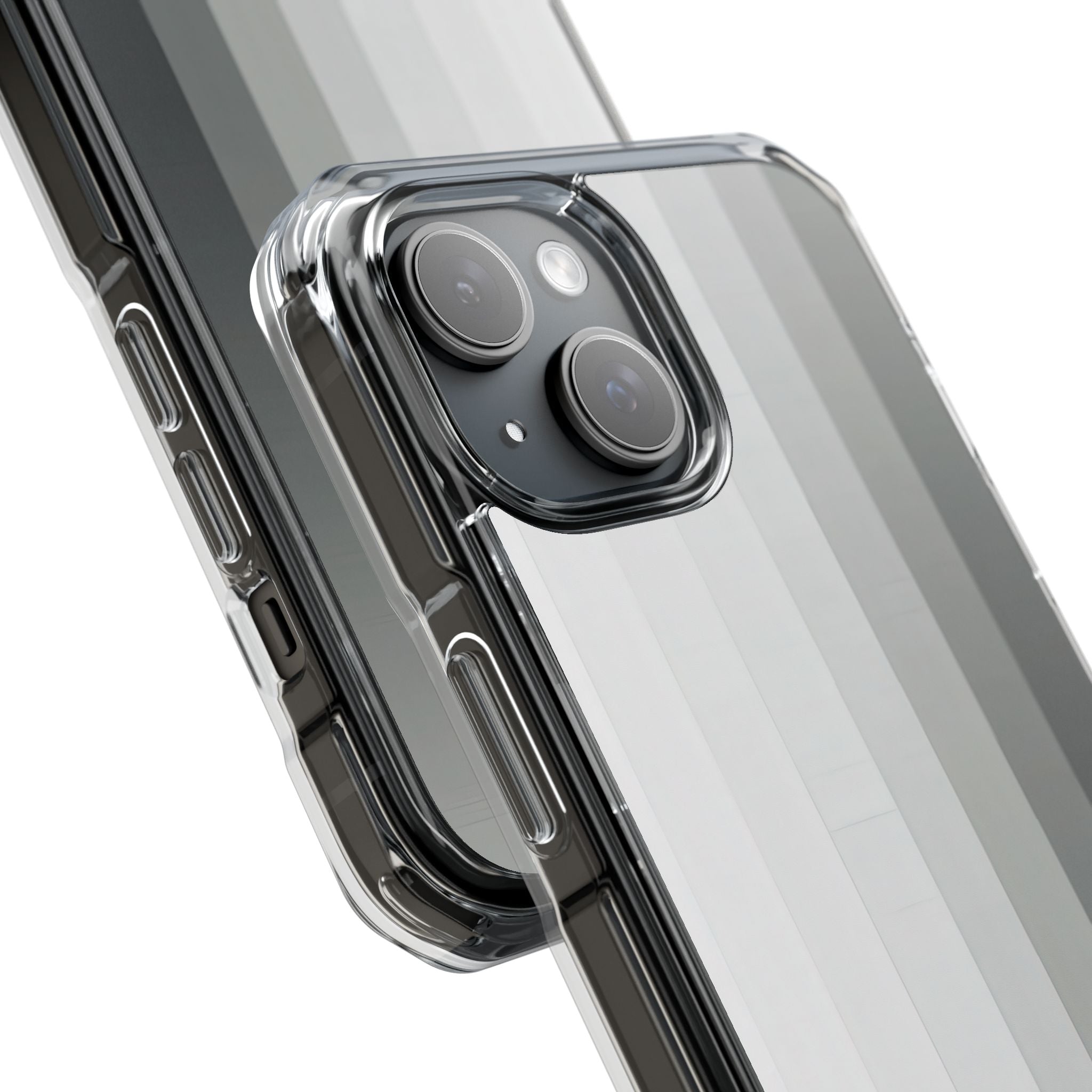 Silver Gradient Stripes iPhone 15 - Impact Clear+