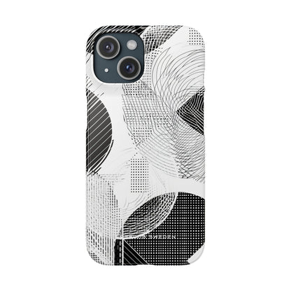 Geometric Monochrome Flow iPhone 15 - Slim Phone Case