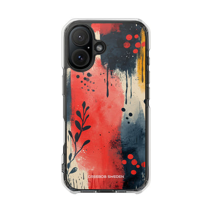 Red Blue Abstract Florals - Clear Impact iPhone 16 Phone Case