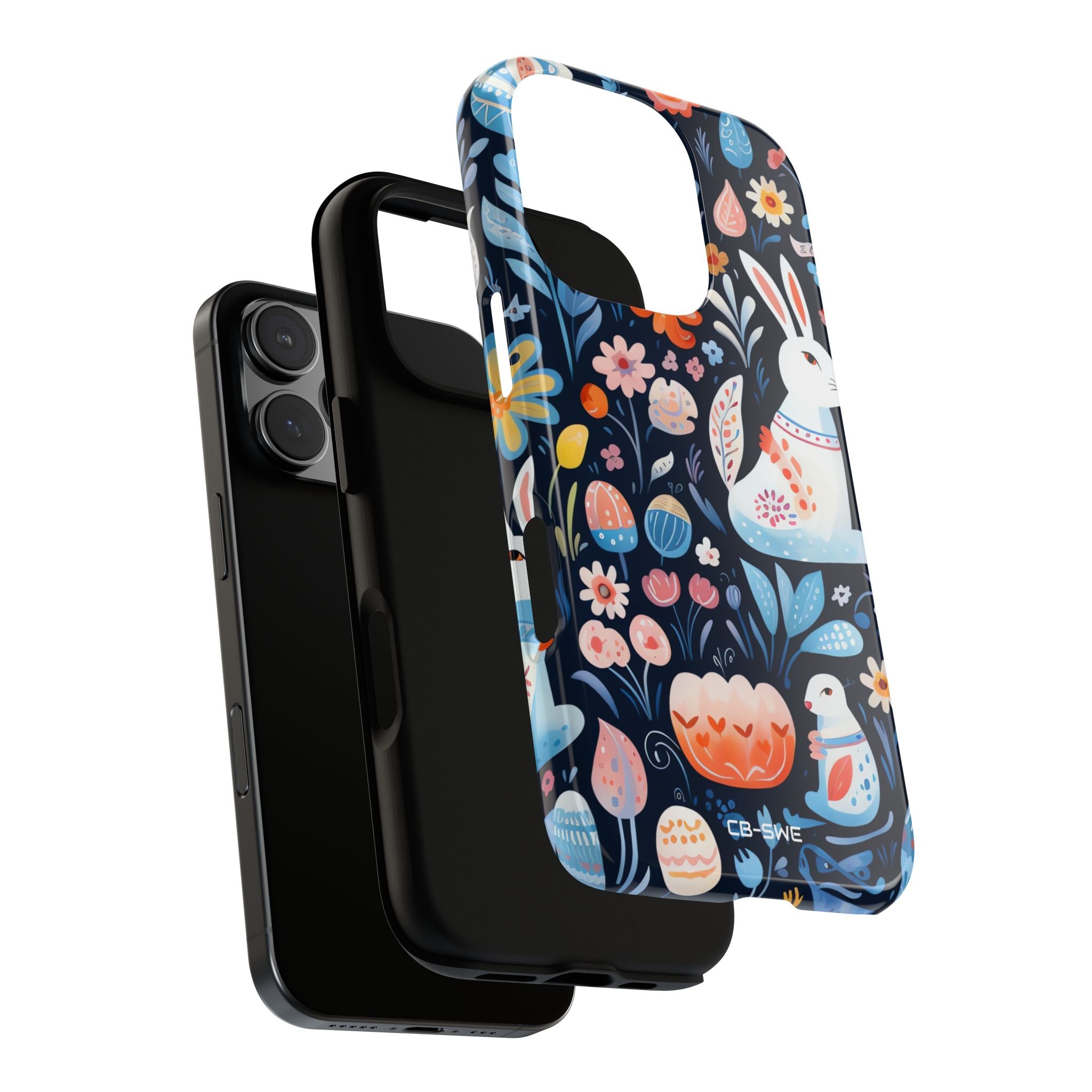 Bunnies Play Among Flowers - iPhone Case