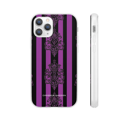 Gothic Elegance with Vertical Stripes and Ornamental Motifs iPhone 11 - Flexi Phone Case