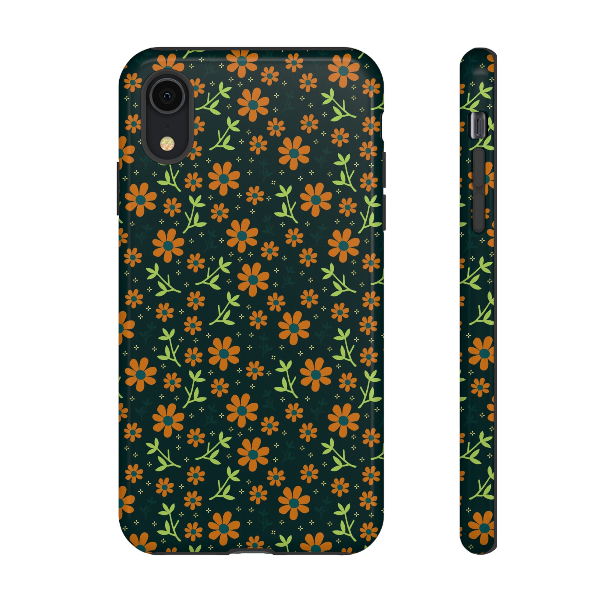 Green Flower Pattern - Protective Phone Case