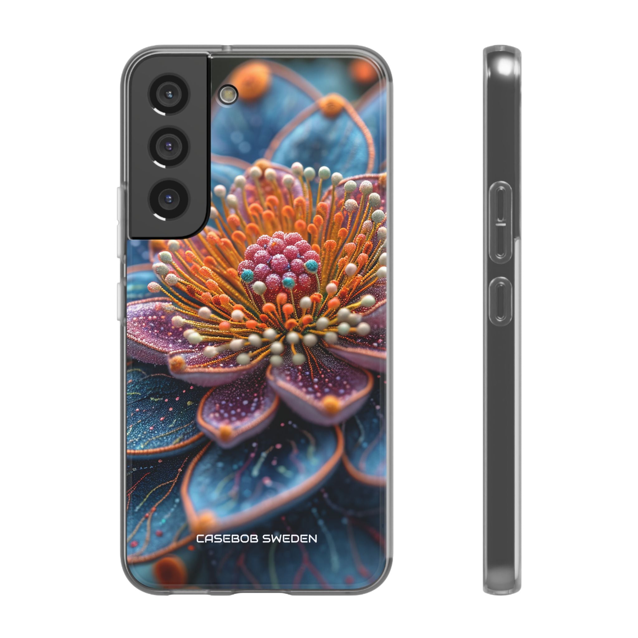 Blue-Orange Floral Swirl - Flexi Samsung S22 Phone Case