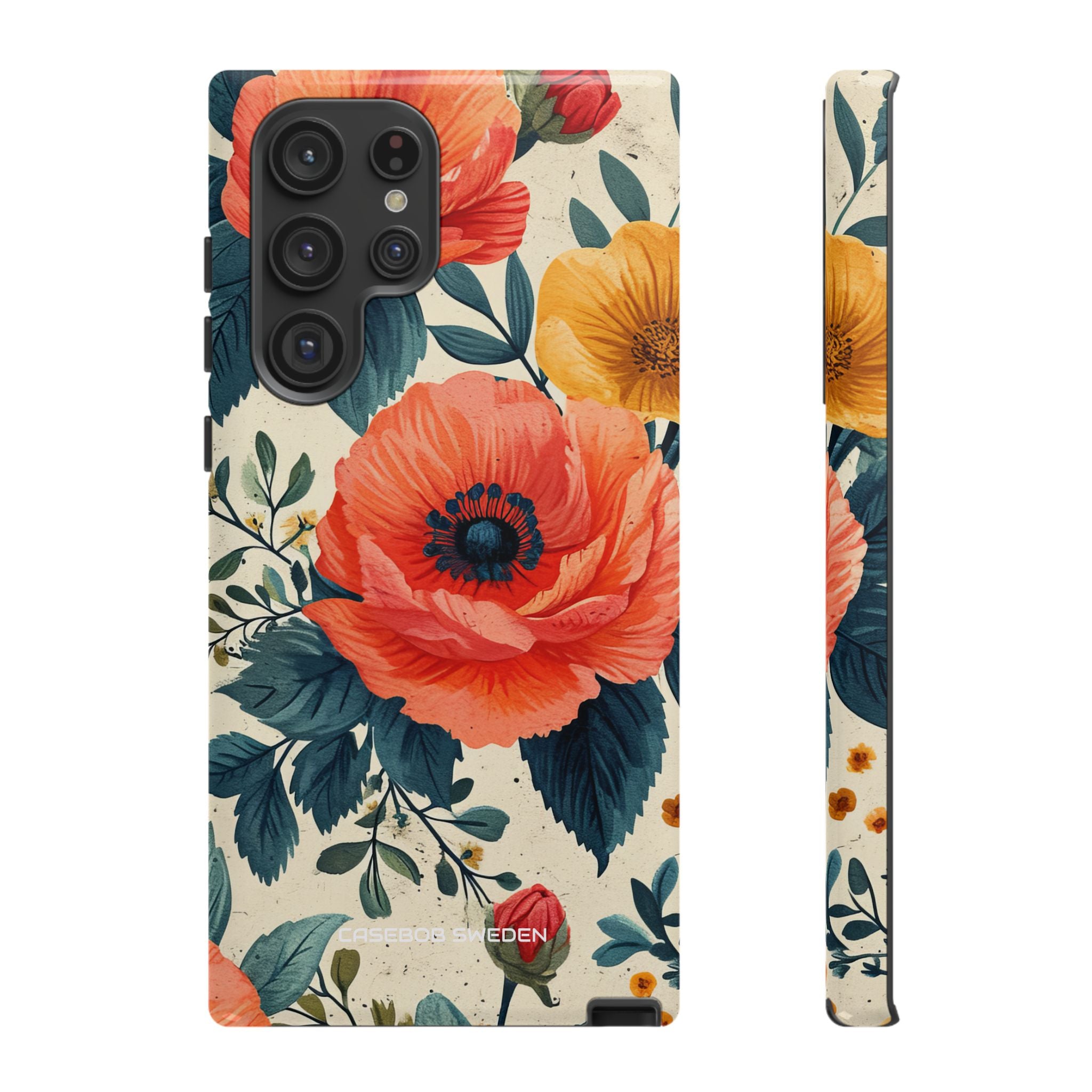 Vibrant Botanical Poppies - Tough Samsung S22 Phone Case