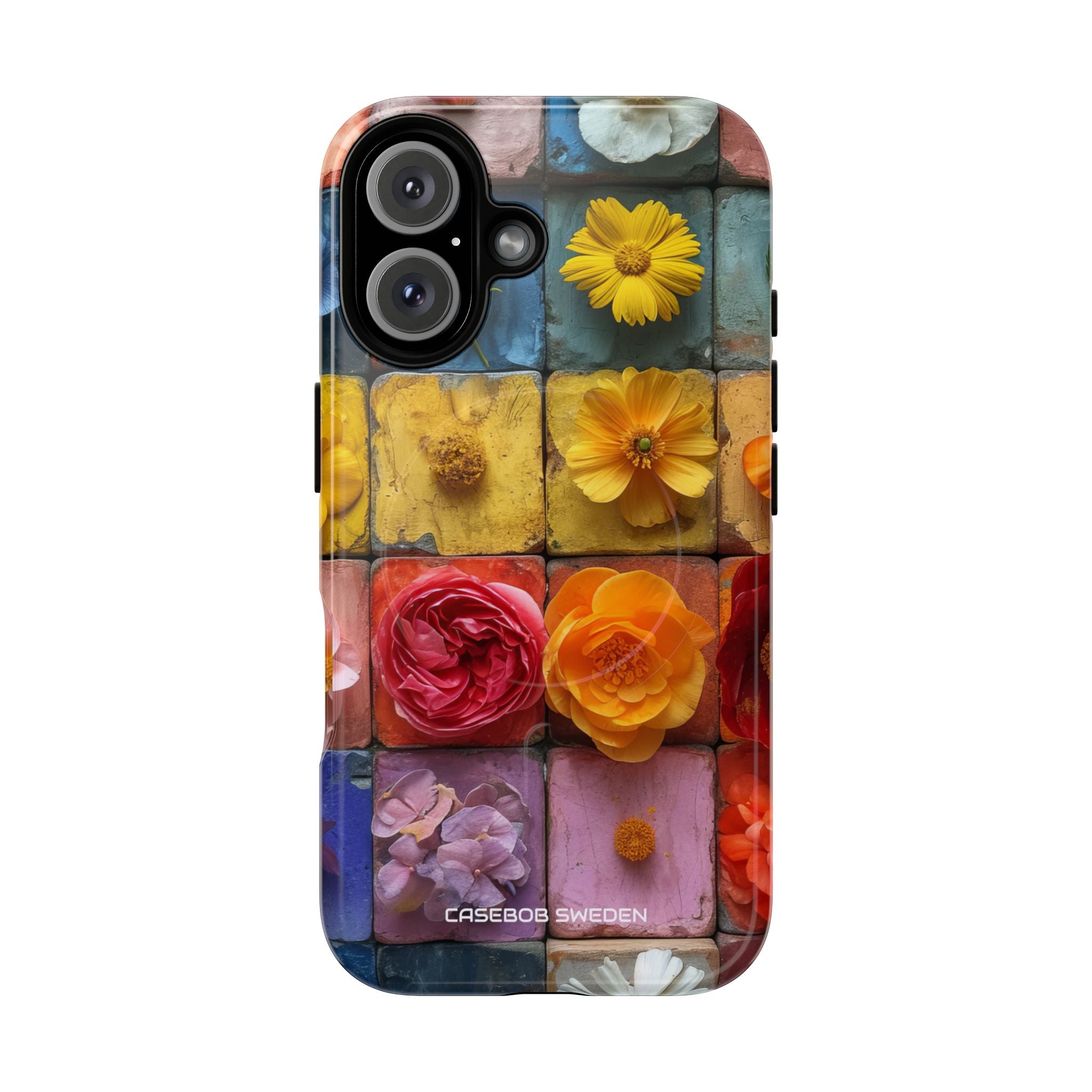 Vibrant Floral Tiles - Tough + MagSafe® iPhone 16 Phone Case