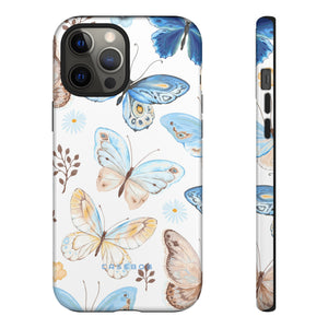 Flying Butterflies, Blue and Yellow iPhone case - Protective Phone Case