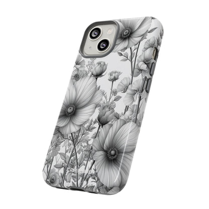 Monochrome Flora | Protective Phone Case for iPhone