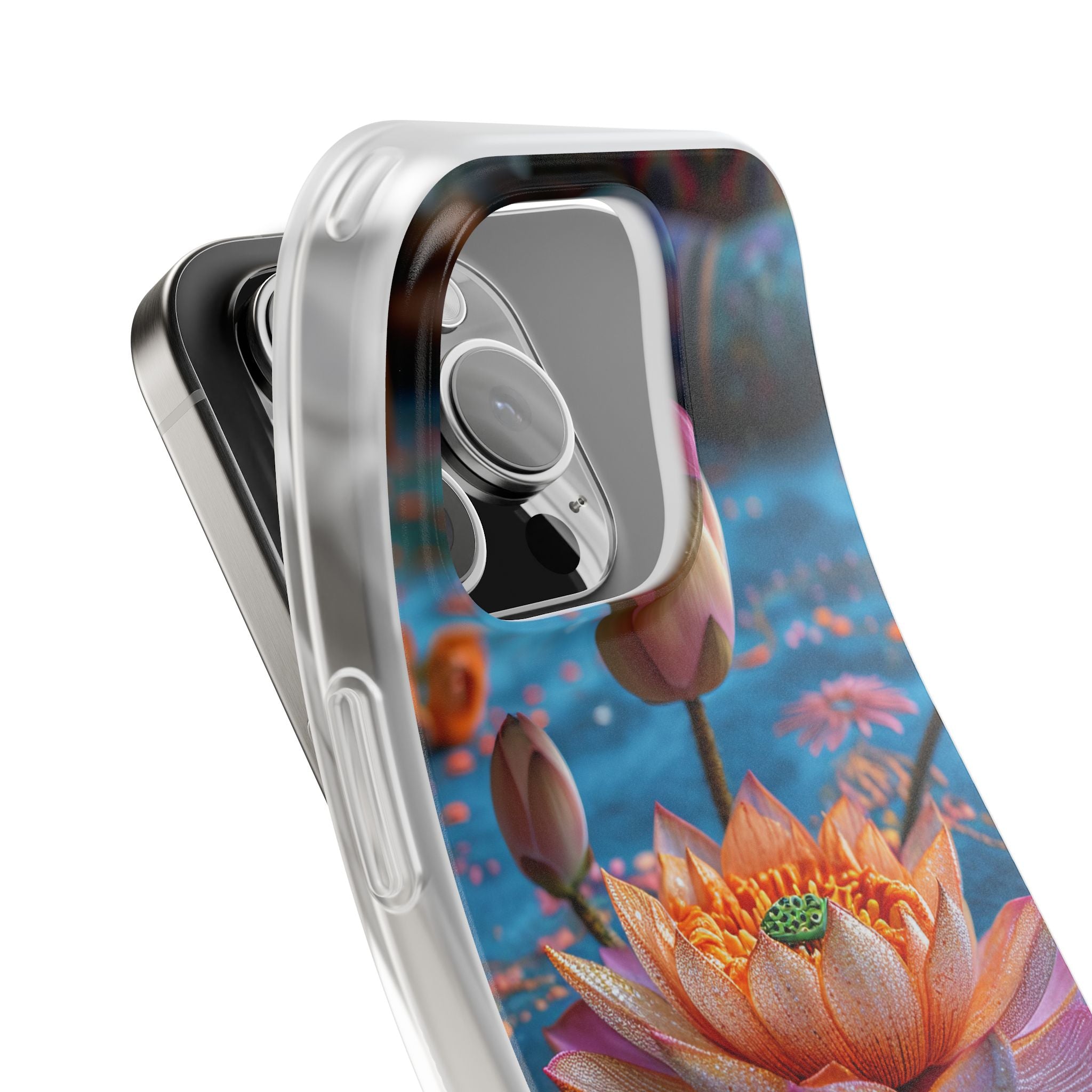 Vibrant Lotus Embroidery - Flexi iPhone 16 Phone Case