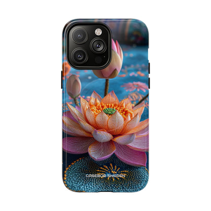 Vibrant Lotus Embroidery - Tough + MagSafe® iPhone 14 Phone Case