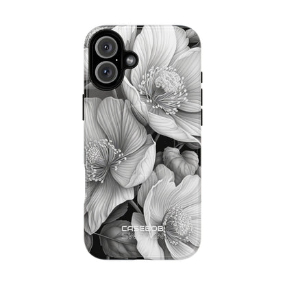 Monochrome Petal Dance iPhone 16 - Tough+
