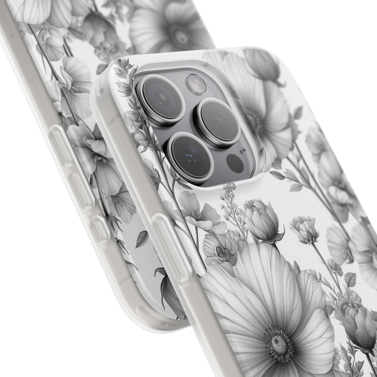 Monochrome Flora | Flexible Phone Case for iPhone