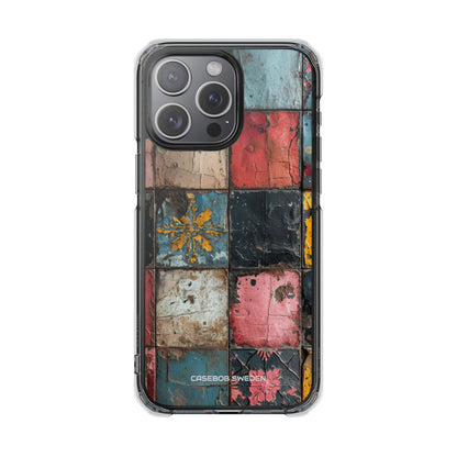 Rustic Red-Yellow Vintage Tiles - Clear Impact iPhone 15 Phone Case