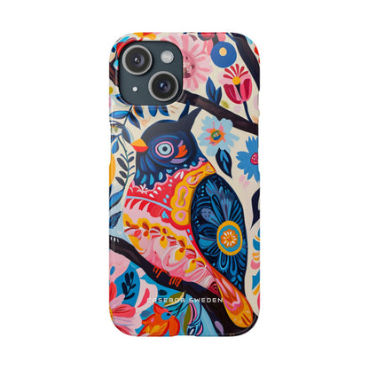 Whimsical Vintage Owl with Floral Charm iPhone 15 - Slim Phone Case