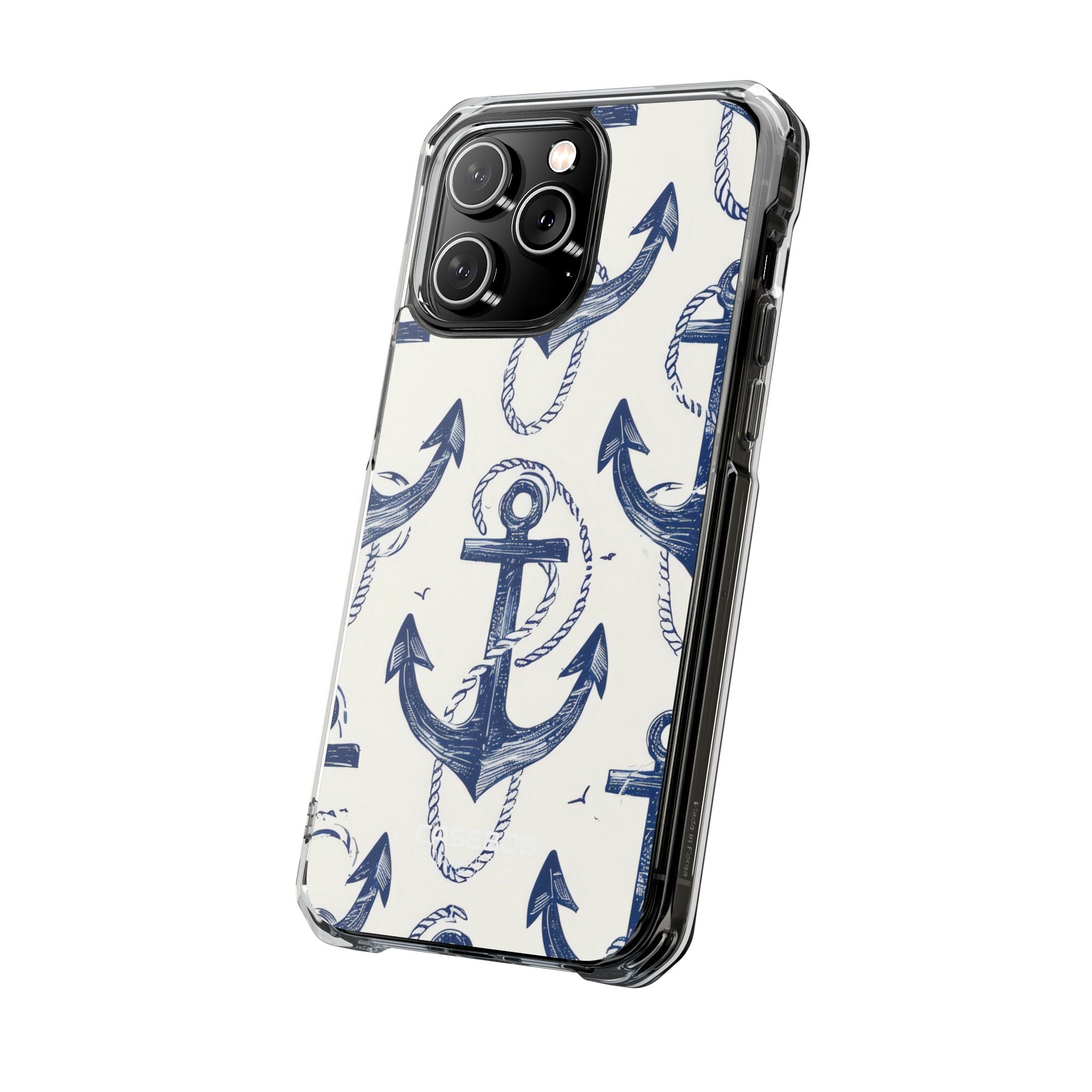 Navy Anchor Tapestry iPhone 14 - Impact Clear+
