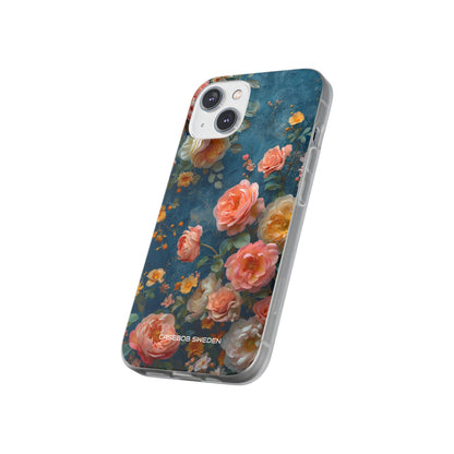 Blue Floral Elegance - Flexi iPhone 14 Phone Case