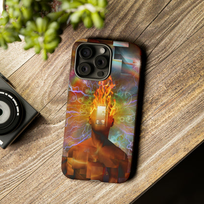 Man with burning mind - Protective Phone Case