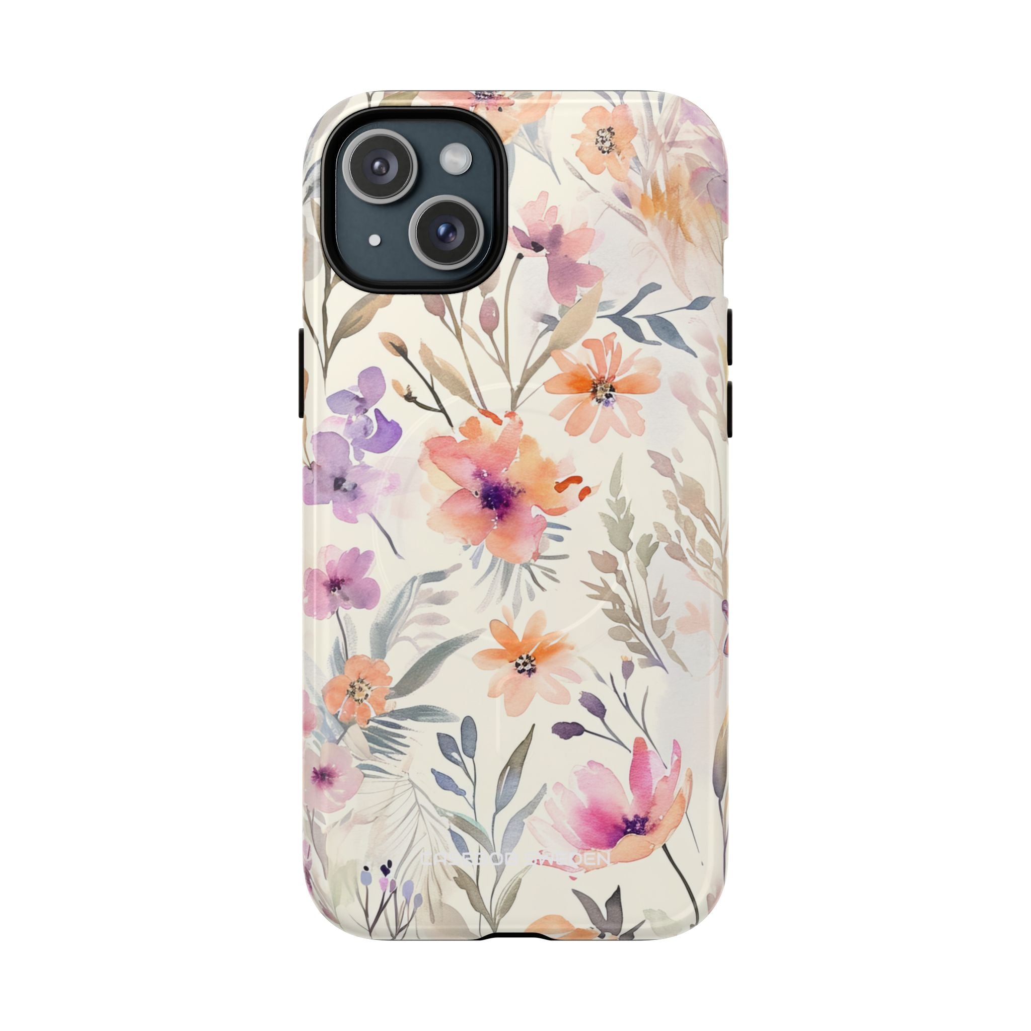 Soft Pink Floral Watercolor Design - Tough + MagSafe® iPhone 15 Phone Case