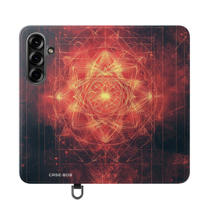 Hehkuva mandala - Samsung S25 -lompakkokotelo