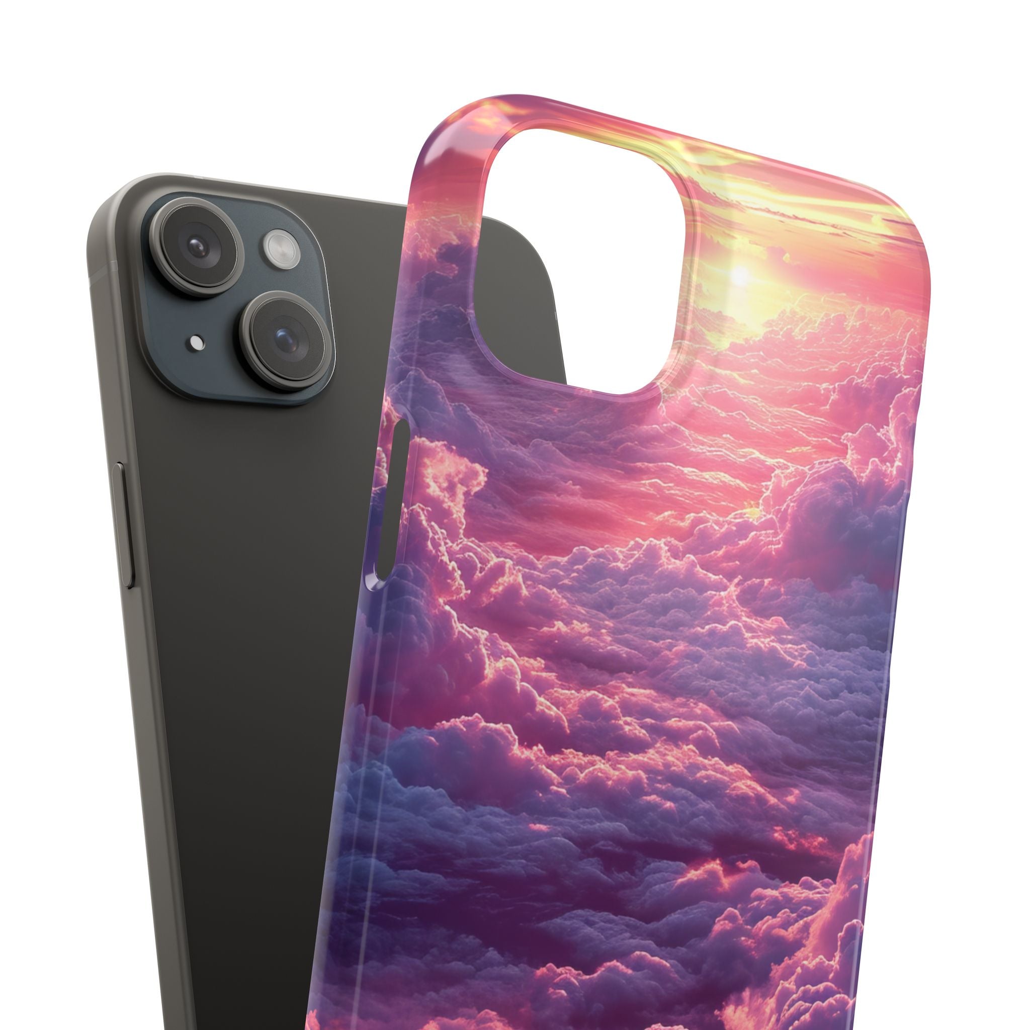 Pink Purple Clouds - Slim iPhone 15 Phone Case