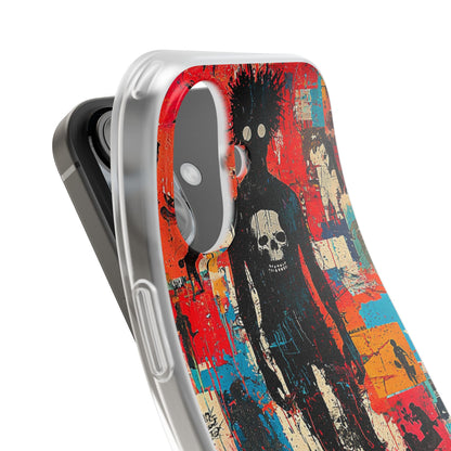 Spiky Skull Silhouette iPhone 16 Case - Soft
