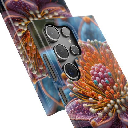 Blue-Orange Floral Swirl - Slim Samsung S24 Phone Case