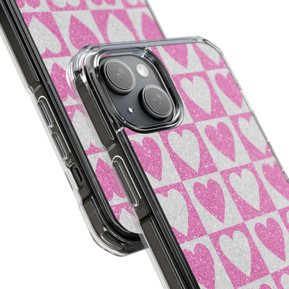 Glitter Heart Grid iPhone 15 Plus Case - Impact