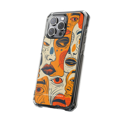 Gradient Face Mosaic iPhone 15 - Clear Impact Phone Case